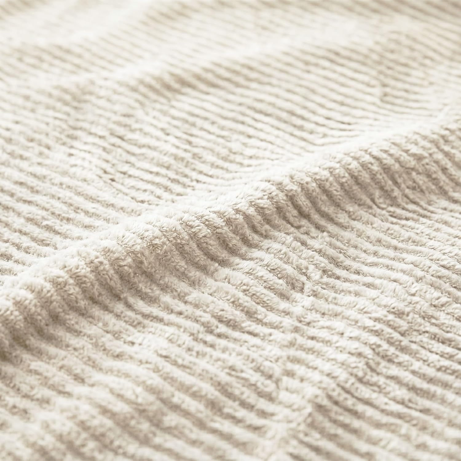 image:imageSuperior Kacey Ribbed Fluffy Fleece Blanket Textured Corduroy Style Tailored Throw for Couch Bed and Living Room Decor Bedroom Essentials Cozy Warm Thermal Cover King Size WhiteIvory
