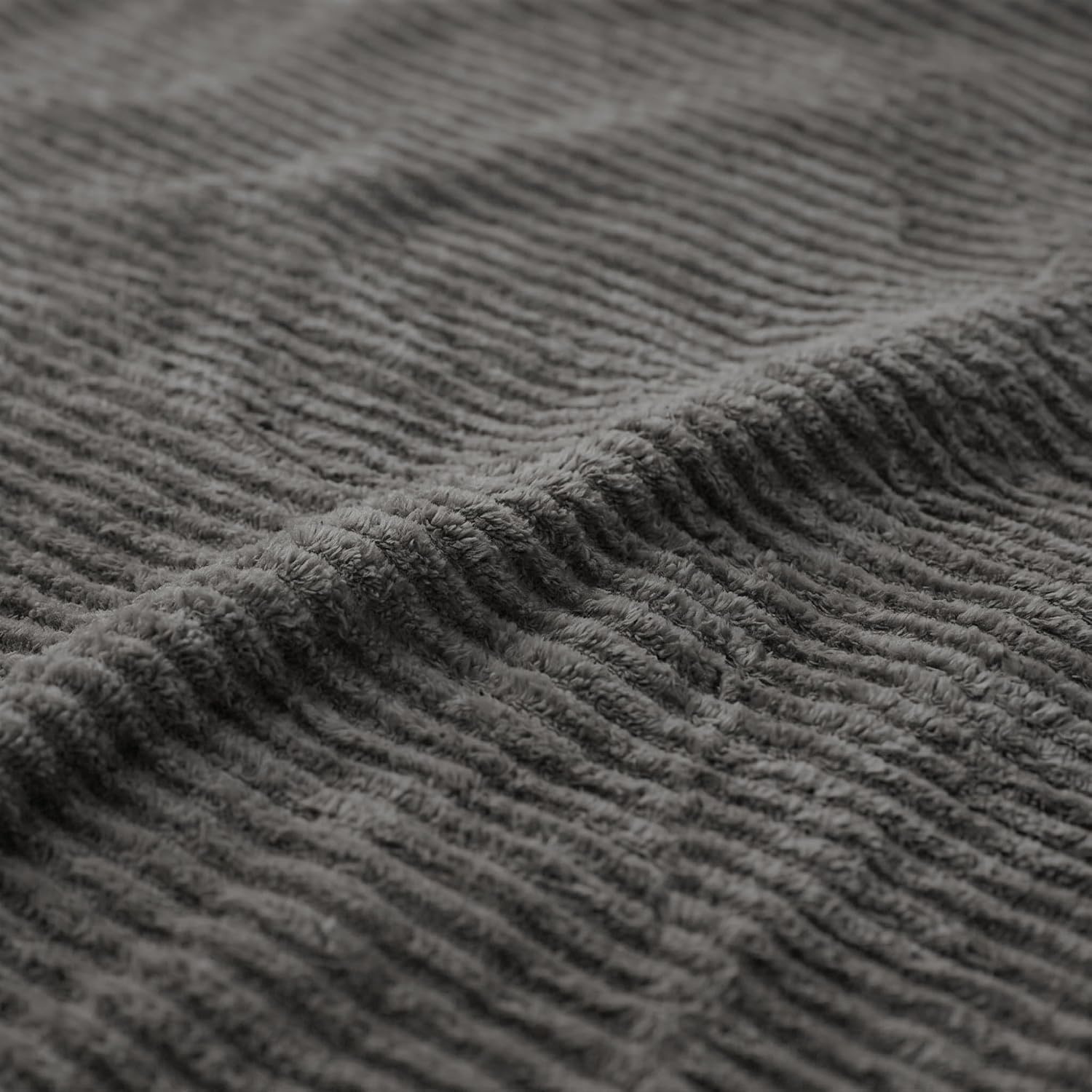 image:imageSuperior Kacey Ribbed Fluffy Fleece Blanket Textured Corduroy Style Tailored Throw for Couch Bed and Living Room Decor Bedroom Essentials Cozy Warm Thermal Cover King Size WhiteCharcoal