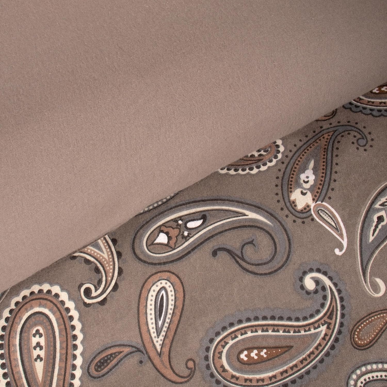 image:imageSuperior Paisley Flannel Cotton Duvet Cover Set Warm Fuzzy Comforter Cover Cozy Soft Floral Bedding Essentials Secure Button Closure Includes 1 Duvet Cover 2 Pillow Shams FullQueen Light BlueGrey Z