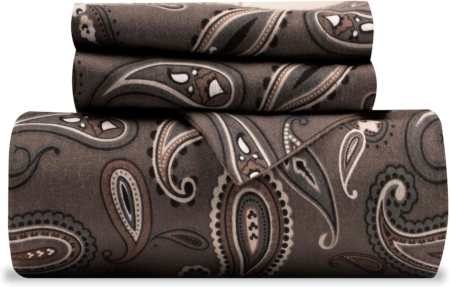 image:imageSuperior Paisley Flannel Cotton Duvet Cover Set Warm Fuzzy Comforter Cover Cozy Soft Floral Bedding Essentials Secure Button Closure Includes 1 Duvet Cover 2 Pillow Shams FullQueen Light BlueGrey Z