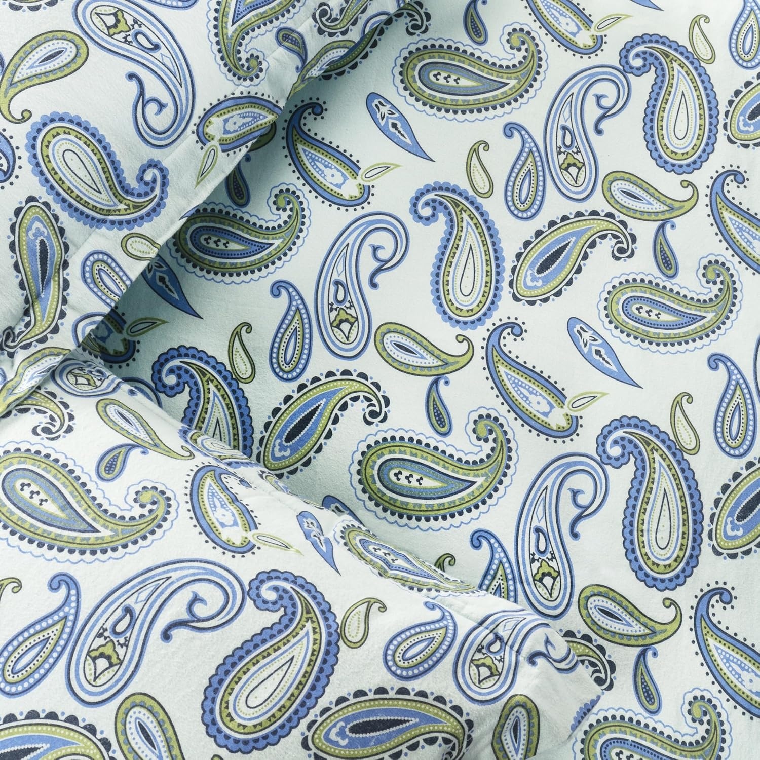 image:imageSuperior Paisley Flannel Cotton Duvet Cover Set Warm Fuzzy Comforter Cover Cozy Soft Floral Bedding Essentials Secure Button Closure Includes 1 Duvet Cover 2 Pillow Shams FullQueen Light BlueLight Blue Z