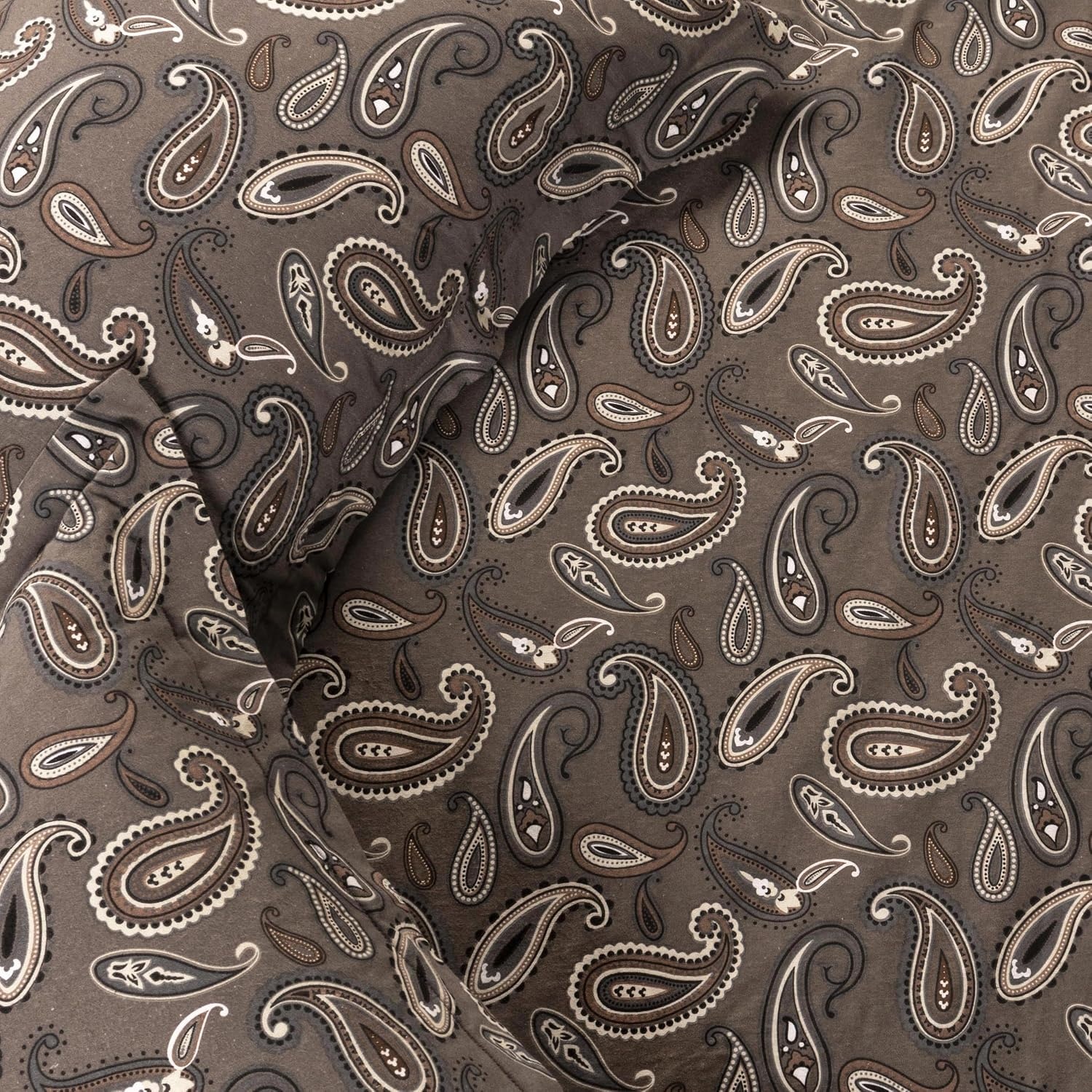 image:imageSuperior Paisley Flannel Cotton Duvet Cover Set Warm Fuzzy Comforter Cover Cozy Soft Floral Bedding Essentials Secure Button Closure Includes 1 Duvet Cover 2 Pillow Shams FullQueen Light BlueCharcoal Z