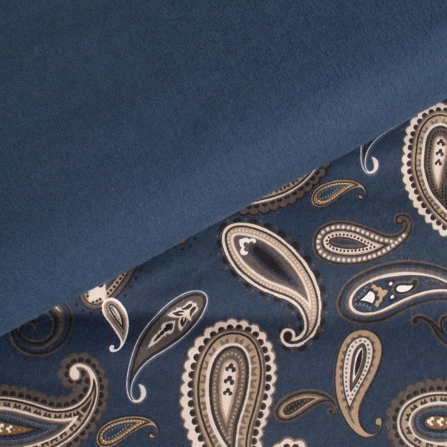 image:imageSuperior Paisley Flannel Cotton Duvet Cover Set Warm Fuzzy Comforter Cover Cozy Soft Floral Bedding Essentials Secure Button Closure Includes 1 Duvet Cover 2 Pillow Shams FullQueen Light BlueNavy Blue Z
