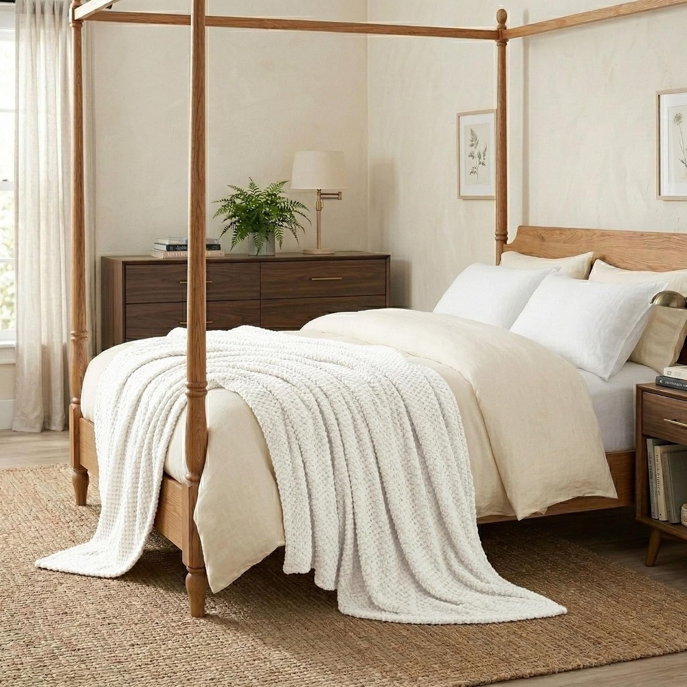 image:imageSUPERIOR Lily Pebbled Fluffy Fleece Blanket Artisanal Popcorn Texture Soft Throw for Couch Bed and Living Room Decor Bedroom Essentials Extra Cozy Fuzzy Warm Cover King Size WhiteWhite