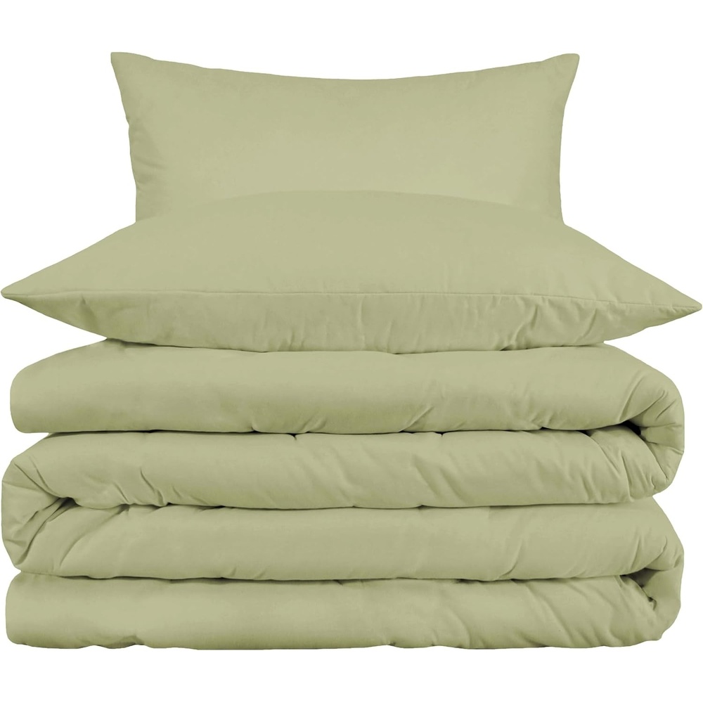 image:imageSuperior Egyptian Cotton 1000 Thread Count Duvet Cover Set Bed Covers Includes 1 Duvet Cover with Button Closure 2 Pillow Shams Oversized Bedding Decor FullQueen GoldSage
