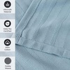 SUPERIOR Clara Cotton Blanket, for Picnic, Beach, Traveling or Camping, Bedroom Decor, Essentials, Cover for Bed, Couch, Lounging, Textured Jacquard, Striped Woven Blanket, Twin, Ivory(Light Blue)