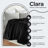 SUPERIOR Clara Cotton Blanket, for Picnic, Beach, Traveling or Camping, Bedroom Decor, Essentials, Cover for Bed, Couch, Lounging, Textured Jacquard, Striped Woven Blanket, Twin, Ivory(Black)