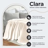 SUPERIOR Clara Cotton Blanket, for Picnic, Beach, Traveling or Camping, Bedroom Decor, Essentials, Cover for Bed, Couch, Lounging, Textured Jacquard, Striped Woven Blanket, Twin, Ivory(Ivory)