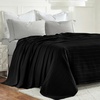 SUPERIOR Clara Cotton Blanket, for Picnic, Beach, Traveling or Camping, Bedroom Decor, Essentials, Cover for Bed, Couch, Lounging, Textured Jacquard, Striped Woven Blanket, Twin, Ivory(Black)
