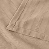 SUPERIOR Clara Cotton Blanket, for Picnic, Beach, Traveling or Camping, Bedroom Decor, Essentials, Cover for Bed, Couch, Lounging, Textured Jacquard, Striped Woven Blanket, Twin, Ivory(Khaki)