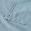 SUPERIOR Clara Cotton Blanket, for Picnic, Beach, Traveling or Camping, Bedroom Decor, Essentials, Cover for Bed, Couch, Lounging, Textured Jacquard, Striped Woven Blanket, Twin, Ivory(Light Blue)