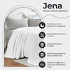 SUPERIOR JENA Cotton Blanket, for Picnic, Beach, Traveling or Camping, Bedroom Decor, Essentials, Cover for Bed, Couch, Lounging, Textured Jacquard, Modern Chevron Woven Blanket, Full/Queen, Ivory(White)