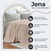 SUPERIOR JENA Cotton Blanket, for Picnic, Beach, Traveling or Camping, Bedroom Decor, Essentials, Cover for Bed, Couch, Lounging, Textured Jacquard, Modern Chevron Woven Blanket, Full/Queen, Ivory(Khaki)