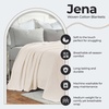 SUPERIOR JENA Cotton Blanket, for Picnic, Beach, Traveling or Camping, Bedroom Decor, Essentials, Cover for Bed, Couch, Lounging, Textured Jacquard, Modern Chevron Woven Blanket, Full/Queen, Ivory(Ivory)