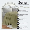 SUPERIOR JENA Cotton Blanket, for Picnic, Beach, Traveling or Camping, Bedroom Decor, Essentials, Cover for Bed, Couch, Lounging, Textured Jacquard, Modern Chevron Woven Blanket, Full/Queen, Ivory(Sage)