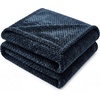 SUPERIOR Lily Pebbled Fluffy Fleece Blanket, Artisanal Popcorn Texture Soft Throw for Couch, Bed and Living Room Decor, Bedroom Essentials, Extra Cozy Fuzzy Warm Cover, King Size, White(Navy Blue)