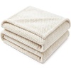 SUPERIOR Lily Pebbled Fluffy Fleece Blanket, Artisanal Popcorn Texture Soft Throw for Couch, Bed and Living Room Decor, Bedroom Essentials, Extra Cozy Fuzzy Warm Cover, King Size, White(Ivory)