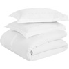 Superior Embroidered Cotton Duvet Cover Set, Soft Bedding Covers, 1 Duvet Cover with Button Closure, 2 Pillow Shams, Greek Key Design, Harrison Collection, Full/Queen Size, White/White(White-white)