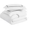 Superior Embroidered Cotton Duvet Cover Set, Soft Bedding Covers, 1 Duvet Cover with Button Closure, 2 Pillow Shams, Greek Key Design, Harrison Collection, Full/Queen Size, White/White(White-black)