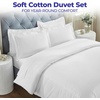 Superior Embroidered Cotton Duvet Cover Set, Soft Bedding Covers, 1 Duvet Cover with Button Closure, 2 Pillow Shams, Greek Key Design, Harrison Collection, Full/Queen Size, White/White(White-white)