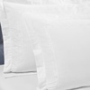 Superior Embroidered Cotton Duvet Cover Set, Soft Bedding Covers, 1 Duvet Cover with Button Closure, 2 Pillow Shams, Greek Key Design, Harrison Collection, Full/Queen Size, White/White(White-white)