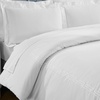 Superior Embroidered Cotton Duvet Cover Set, Soft Bedding Covers, 1 Duvet Cover with Button Closure, 2 Pillow Shams, Greek Key Design, Harrison Collection, Full/Queen Size, White/White(White-white)