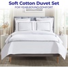 Superior Embroidered Cotton Duvet Cover Set, Soft Bedding Covers, 1 Duvet Cover with Button Closure, 2 Pillow Shams, Greek Key Design, Harrison Collection, Full/Queen Size, White/White(White-black)