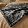 Superior Kacey Ribbed Fluffy Fleece Blanket, Textured Corduroy Style Tailored Throw for Couch, Bed and Living Room Decor, Bedroom Essentials, Cozy Warm Thermal Cover, King Size, White(Charcoal)