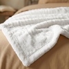 Superior Kacey Ribbed Fluffy Fleece Blanket, Textured Corduroy Style Tailored Throw for Couch, Bed and Living Room Decor, Bedroom Essentials, Cozy Warm Thermal Cover, King Size, White(White)