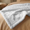 Superior Kacey Ribbed Fluffy Fleece Blanket, Textured Corduroy Style Tailored Throw for Couch, Bed and Living Room Decor, Bedroom Essentials, Cozy Warm Thermal Cover, King Size, White(Platinum)
