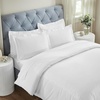Superior Embroidered Cotton Duvet Cover Set, Soft Bedding Covers, 1 Duvet Cover with Button Closure, 2 Pillow Shams, Greek Key Design, Harrison Collection, Full/Queen Size, White/White(White-white)