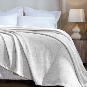 SUPERIOR Clara Cotton Blanket, for Picnic, Beach, Traveling or Camping, Bedroom Decor, Essentials, Cover for Bed, Couch, Lounging, Textured Jacquard, Striped Woven Blanket, Twin, Ivory(Grey)