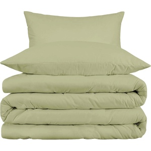 Superior Egyptian Cotton 1000 Thread Count Duvet Cover Set, Bed Covers, Includes 1 Duvet Cover with Button Closure, 2 Pillow Shams, Oversized Bedding Decor, Full/Queen, Gold(Sage)