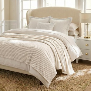 Superior Kacey Ribbed Fluffy Fleece Blanket, Textured Corduroy Style Tailored Throw for Couch, Bed and Living Room Decor, Bedroom Essentials, Cozy Warm Thermal Cover, King Size, White(Ivory)