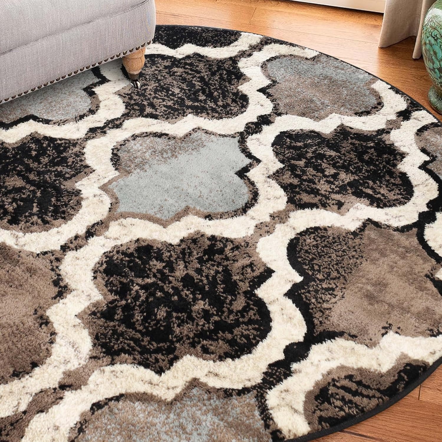 image:imageSuperior Modern Indoor Area Rug Non Slip Rug 8x8 IvoryA Chocolate