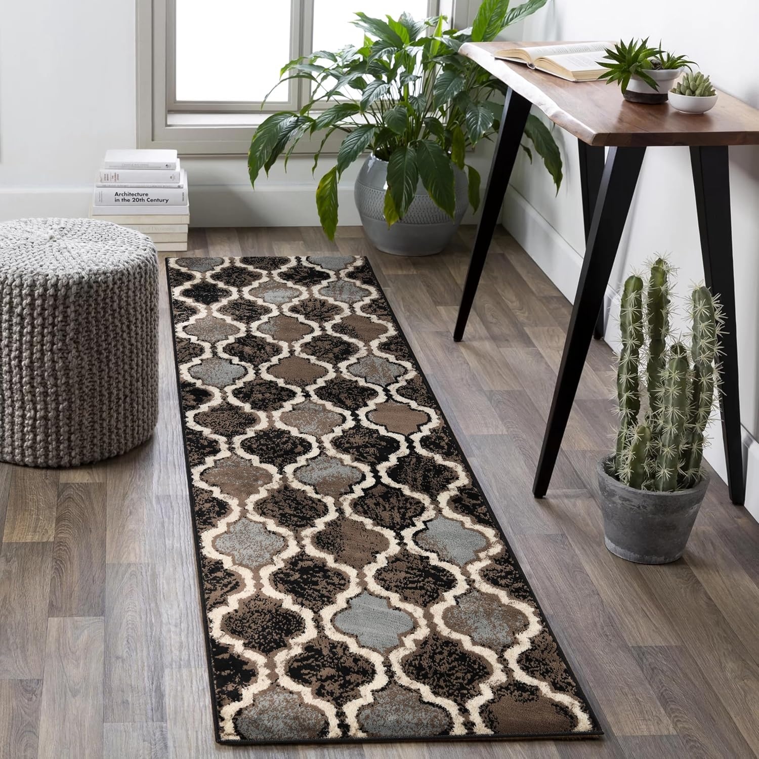 image:imageSuperior Modern Indoor Area Rug Non Slip Rug 8x8 IvoryA Chocolate