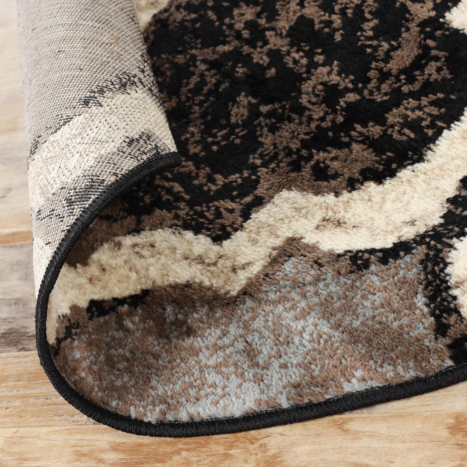 image:imageSuperior Modern Indoor Area Rug Non Slip Rug 8x8 IvoryA Chocolate
