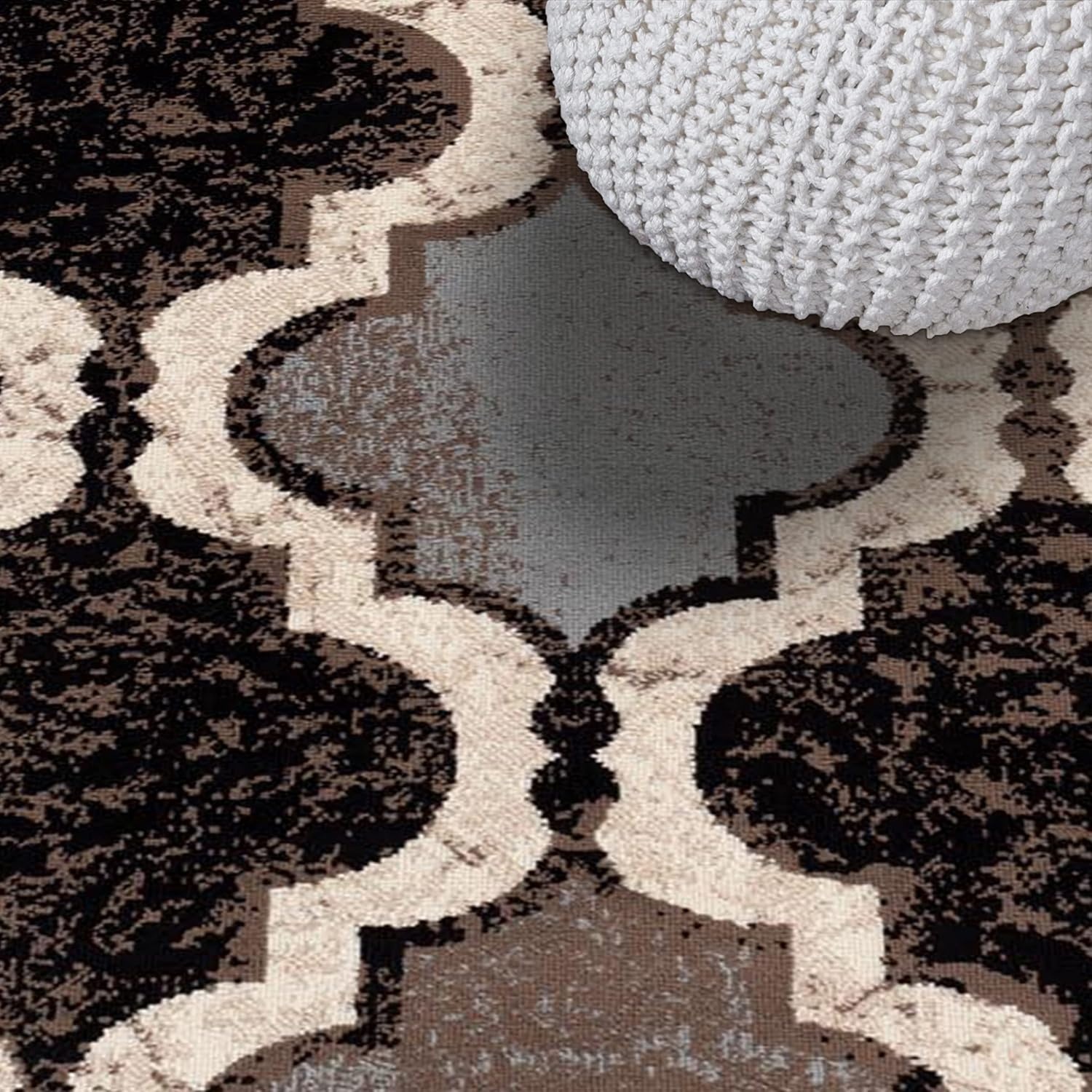 image:imageSuperior Modern Indoor Area Rug Non Slip Rug 8x8 IvoryA Chocolate