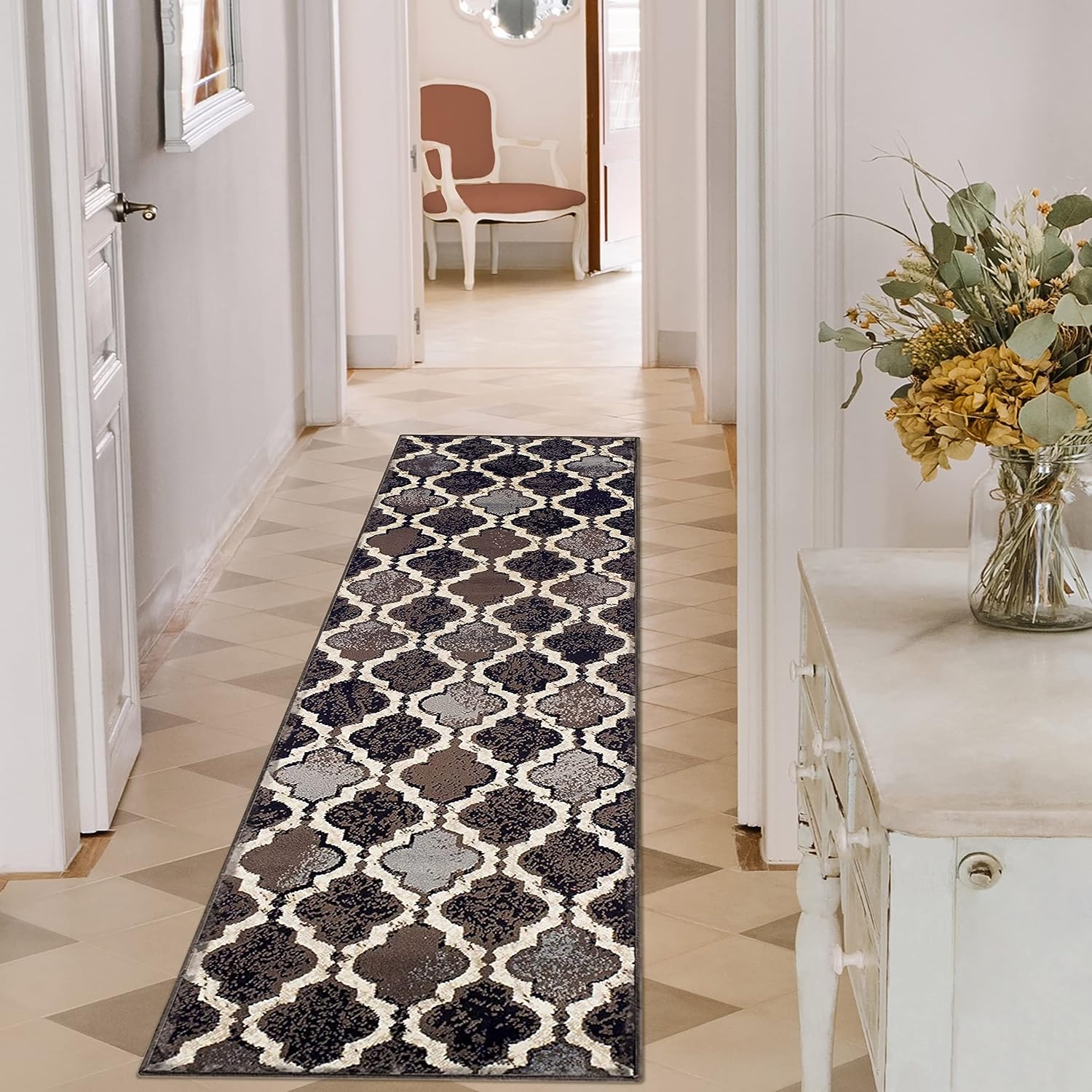 image:imageSuperior Modern Indoor Area Rug Non Slip Rug 8x8 IvoryA Chocolate