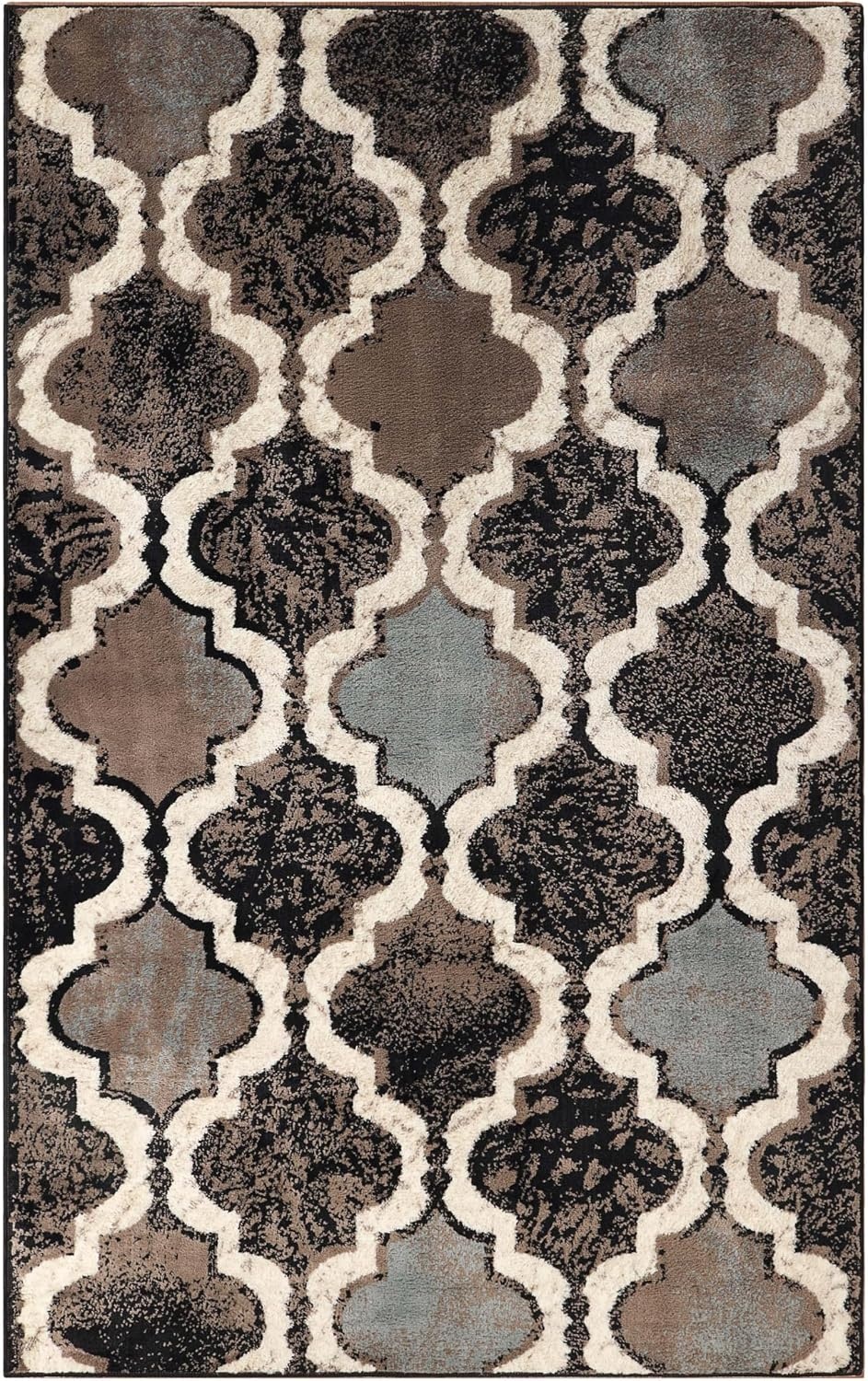 image:imageSuperior Modern Indoor Area Rug Non Slip Rug 8x8 IvoryA Chocolate