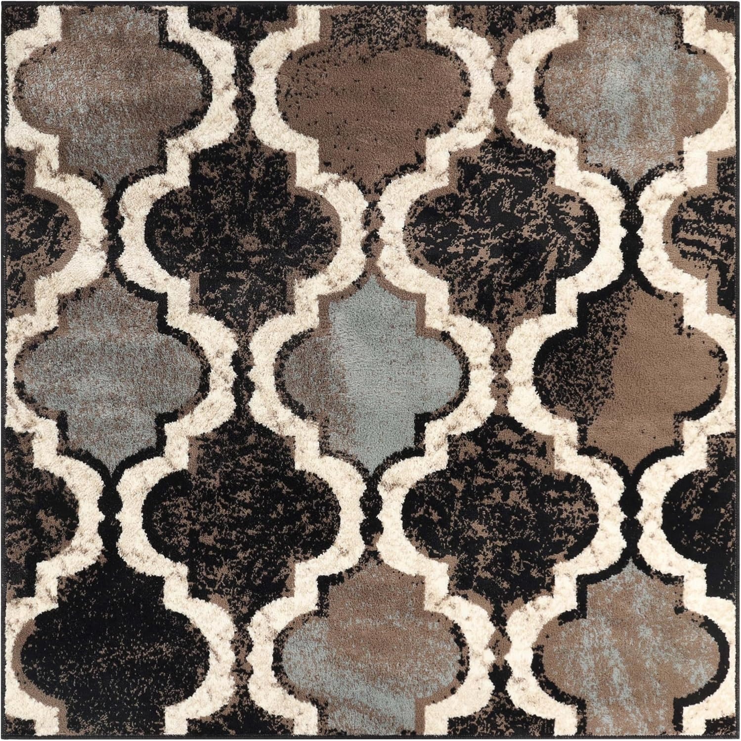 image:imageSuperior Modern Indoor Area Rug Non Slip Rug 8x8 IvoryA Chocolate