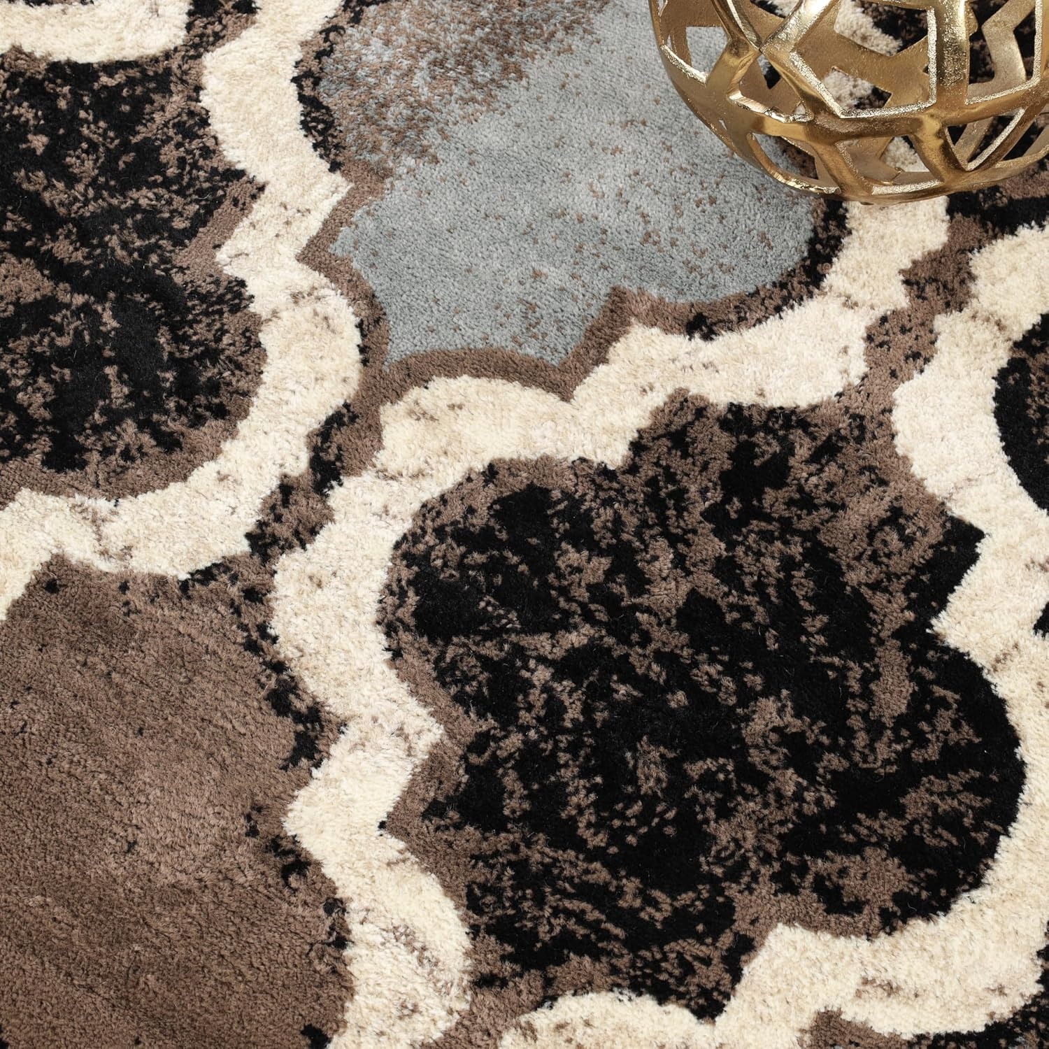 image:imageSuperior Modern Indoor Area Rug Non Slip Rug 8x8 IvoryA Chocolate