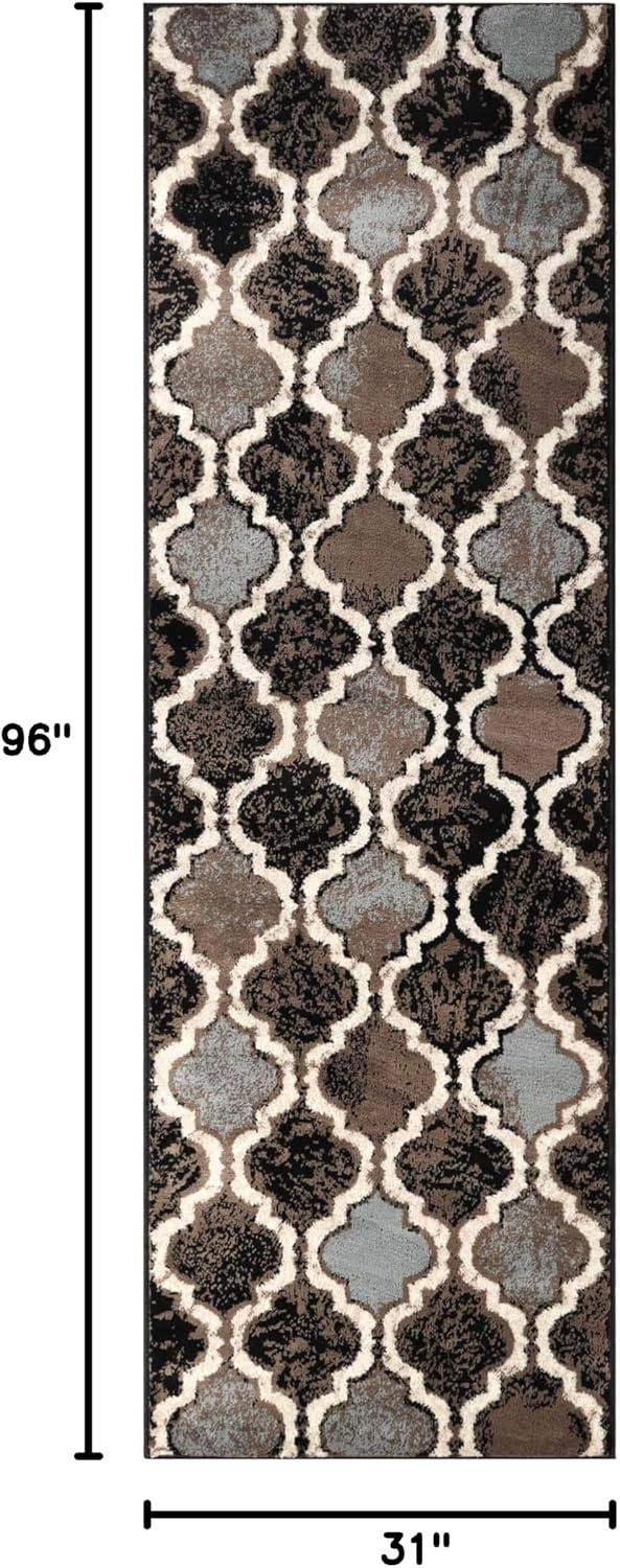 image:imageSuperior Modern Indoor Area Rug Non Slip Rug 8x8 IvoryA Chocolate