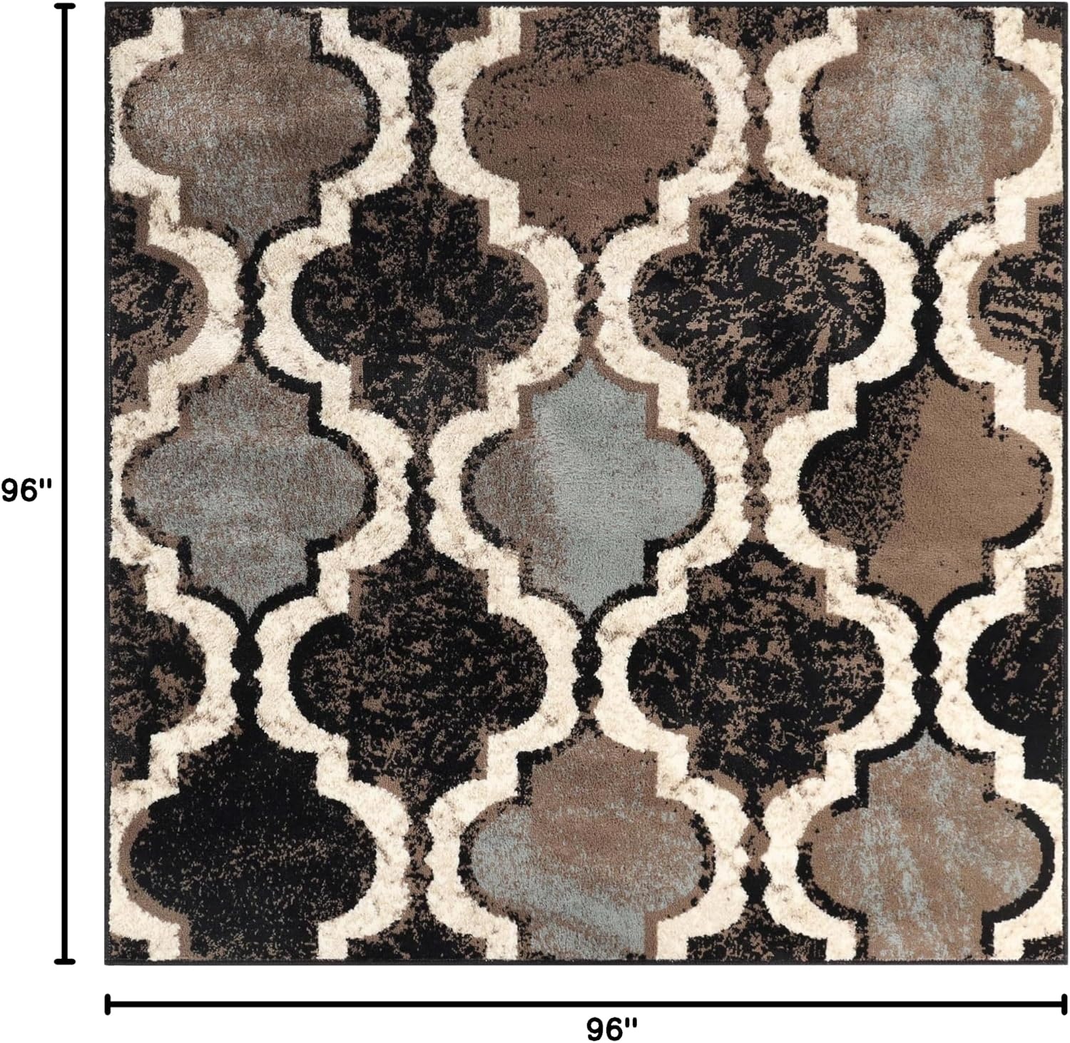 image:imageSuperior Modern Indoor Area Rug Non Slip Rug 8x8 IvoryA Chocolate