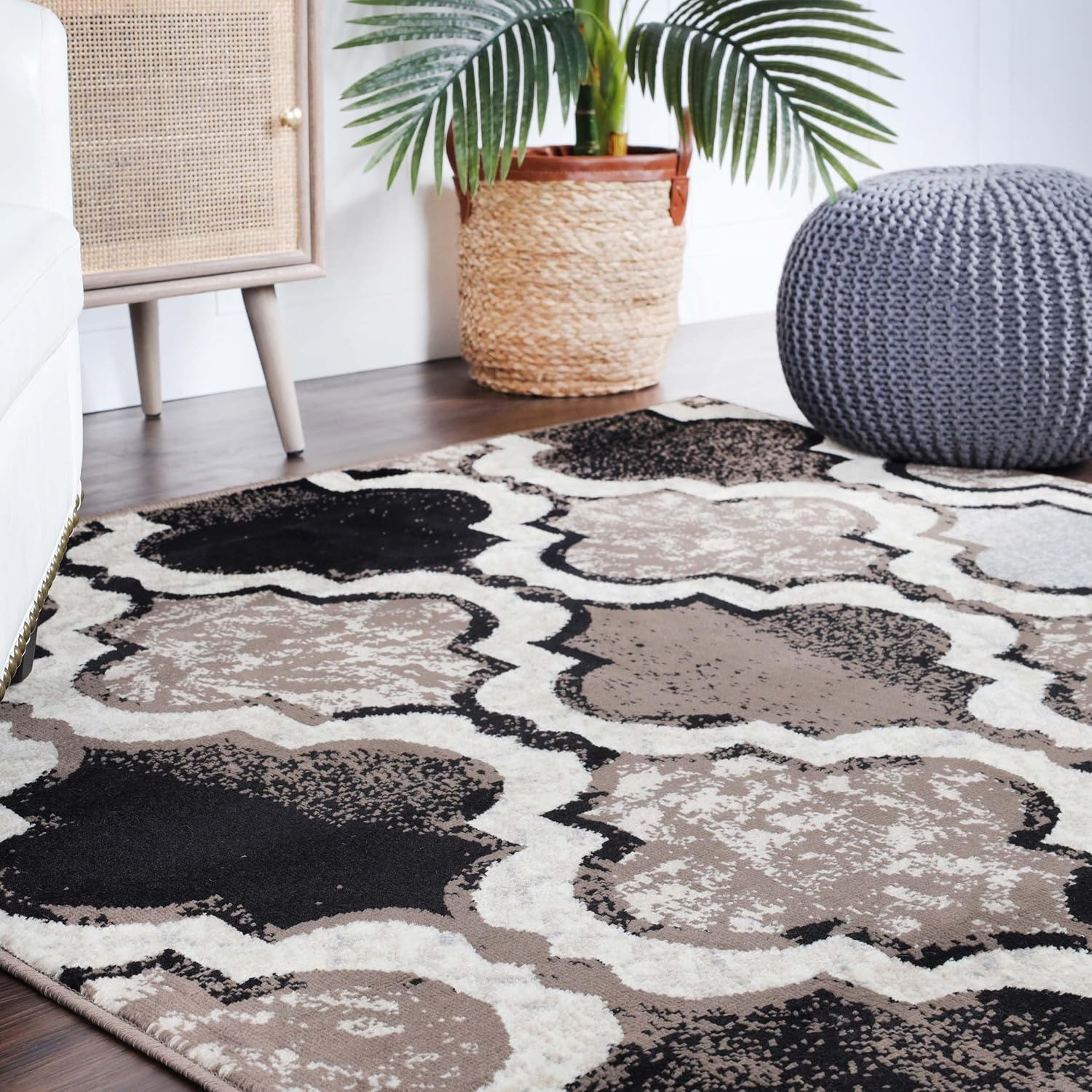 image:imageSuperior Modern Indoor Area Rug Non Slip Rug 8x8 IvoryB Ivory