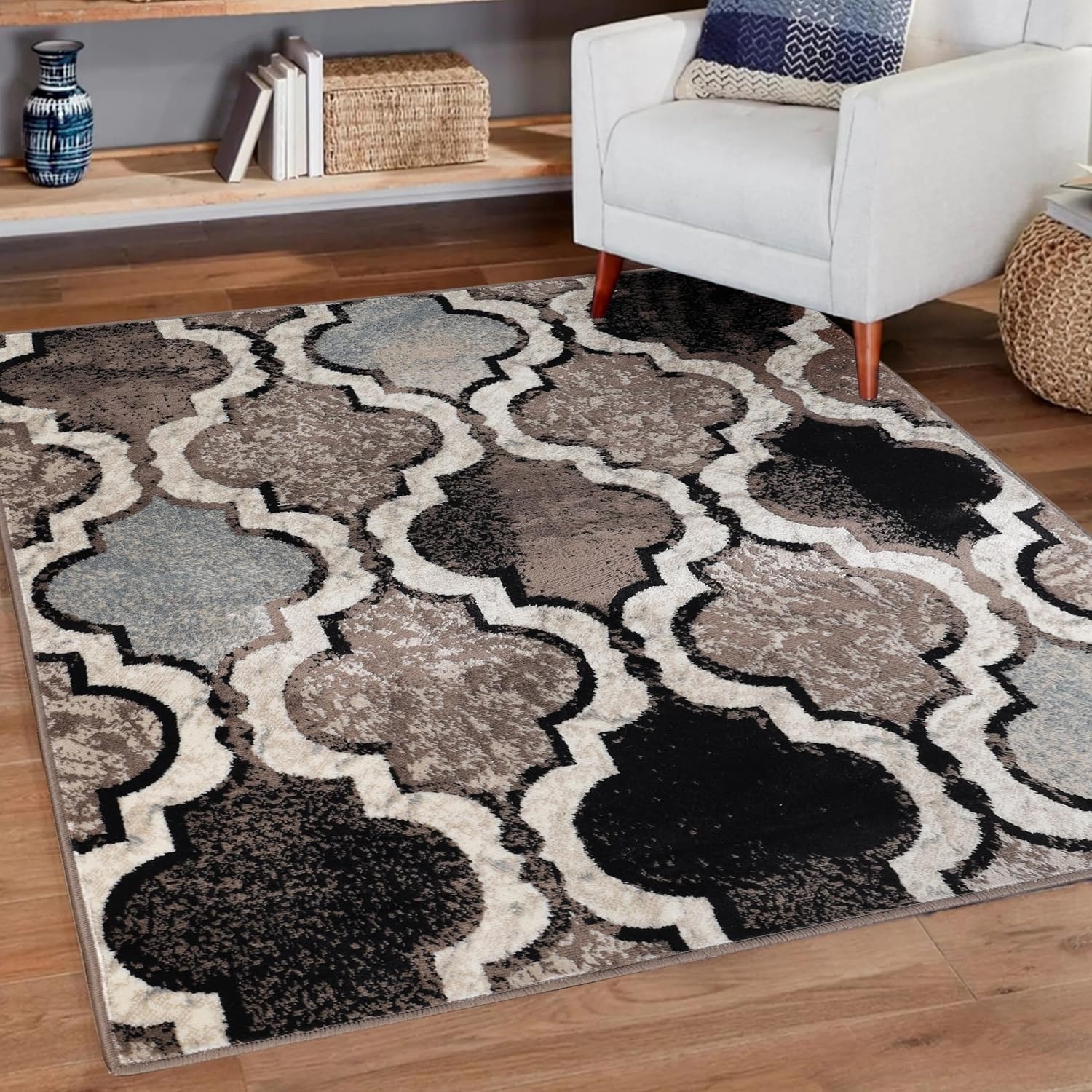 image:imageSuperior Modern Indoor Area Rug Non Slip Rug 8x8 IvoryB Ivory