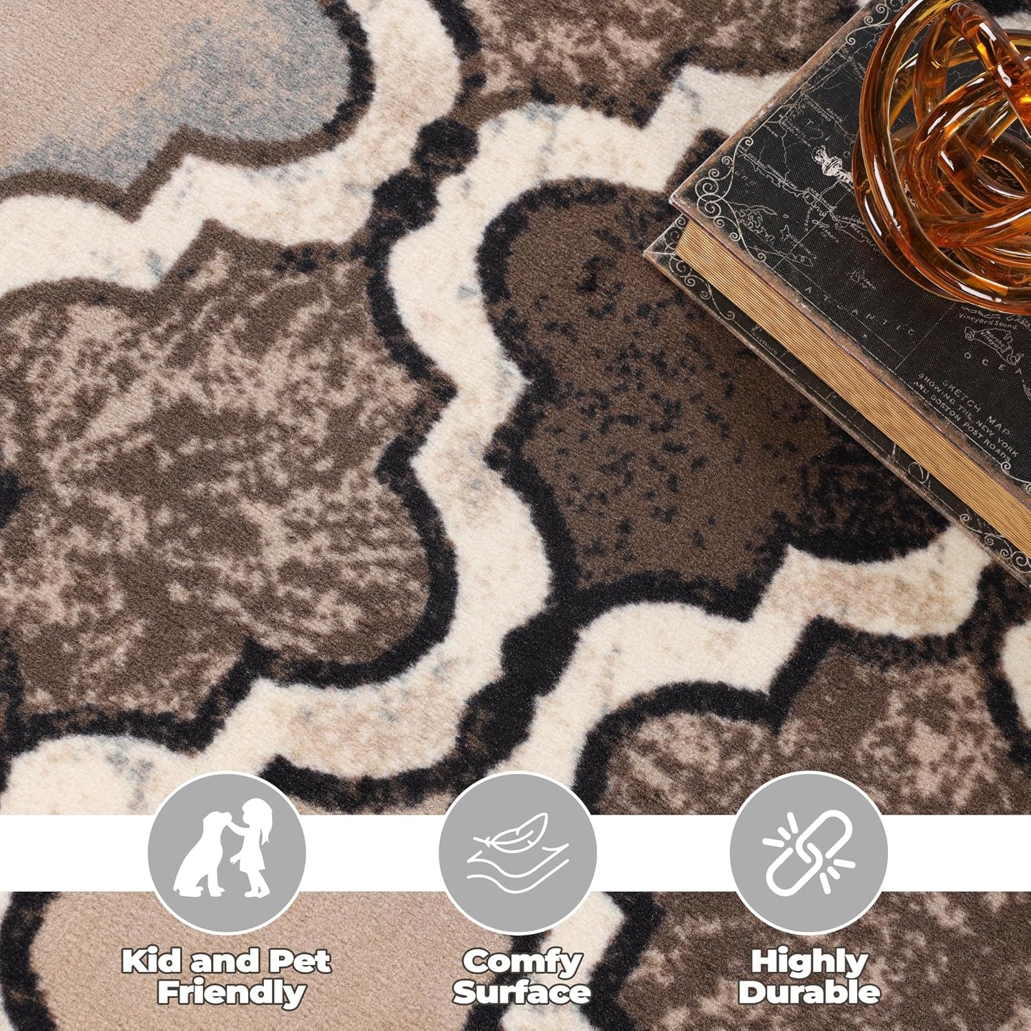 image:imageSuperior Modern Indoor Area Rug Non Slip Rug 8x8 IvoryB Ivory