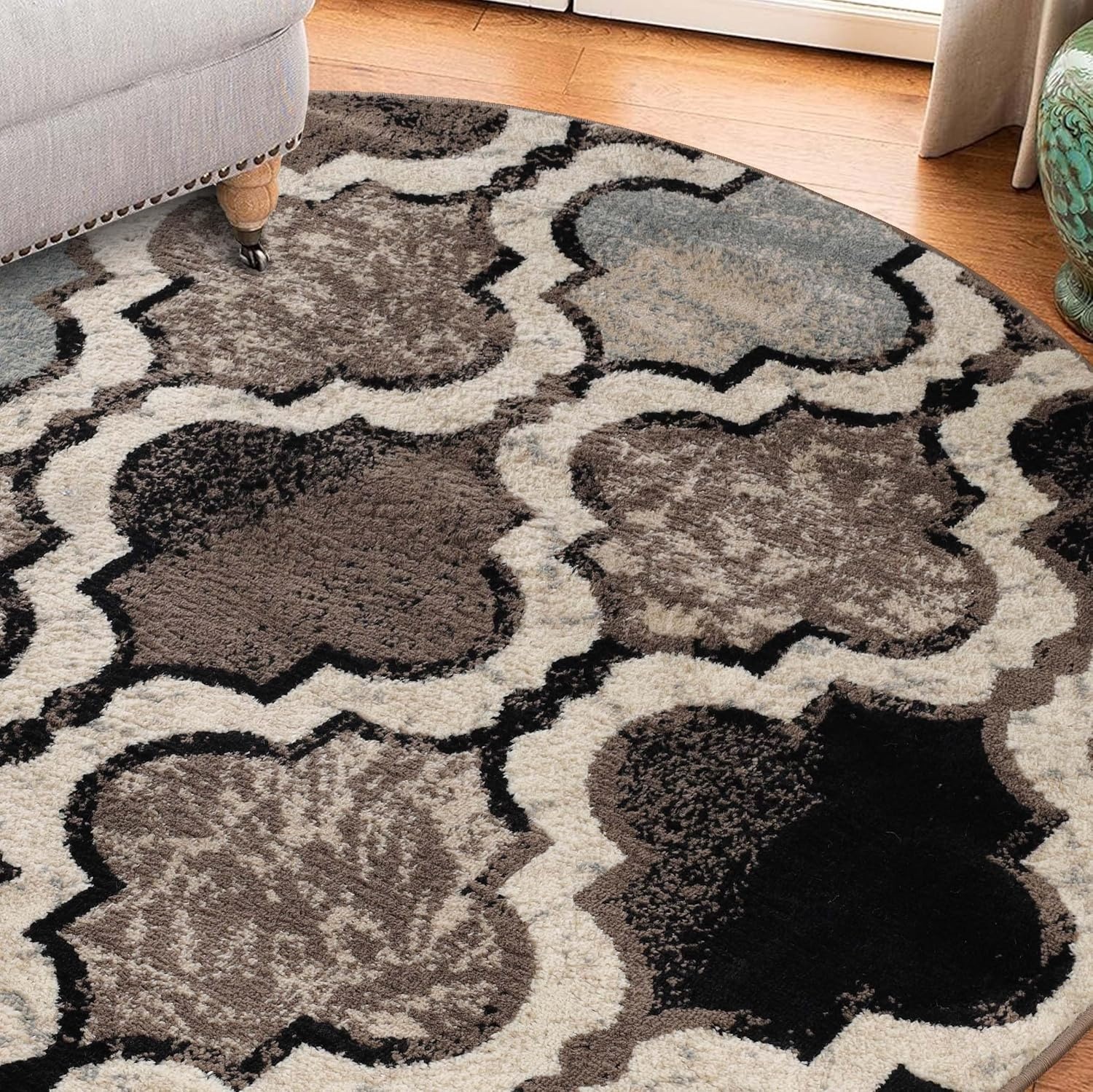 image:imageSuperior Modern Indoor Area Rug Non Slip Rug 8x8 IvoryB Ivory