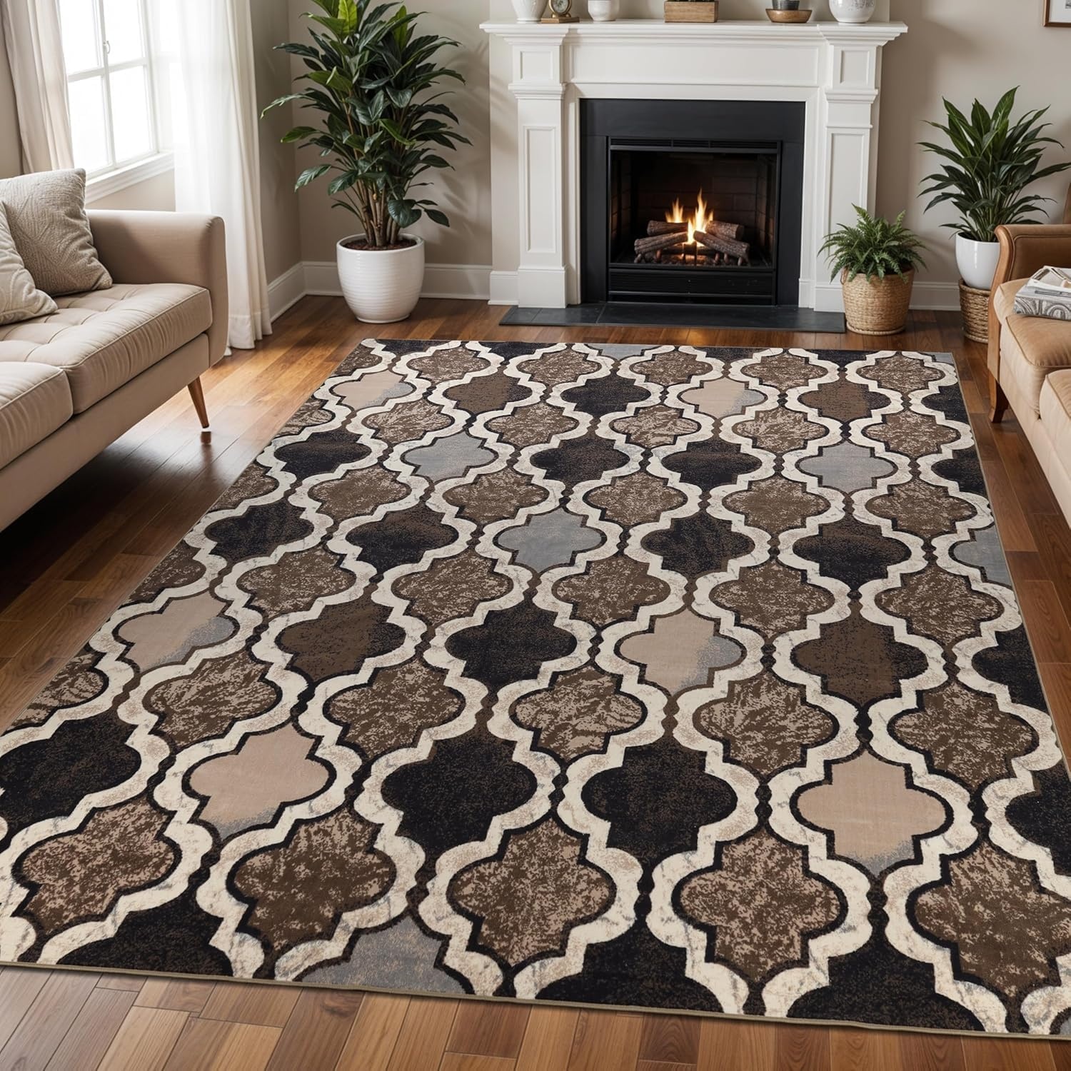 image:imageSuperior Modern Indoor Area Rug Non Slip Rug 8x8 IvoryB Ivory