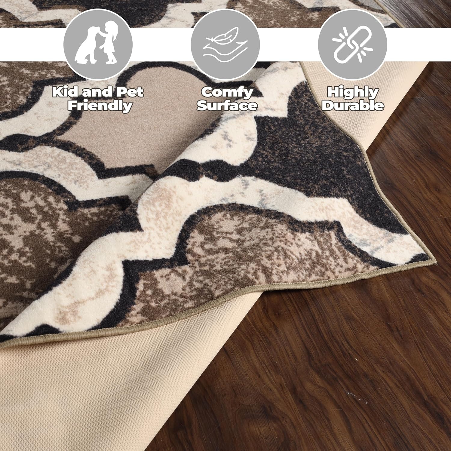 image:imageSuperior Modern Indoor Area Rug Non Slip Rug 8x8 IvoryB Ivory